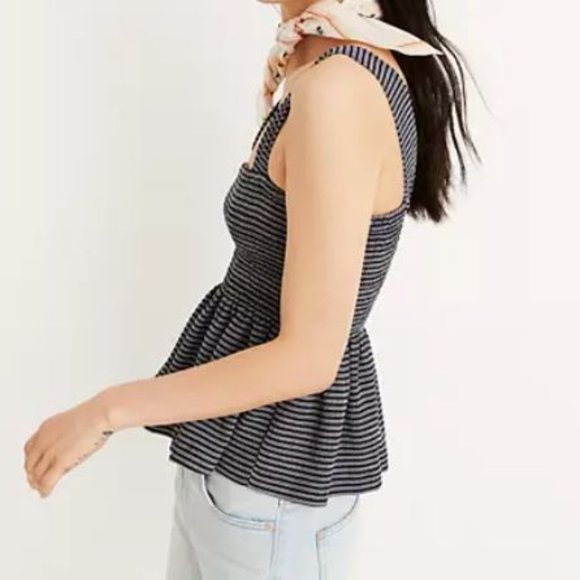 NWT Madewell Texture & Thread Smocked Peplum Tank - Picture 2 of 11